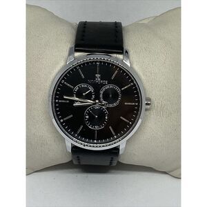 Naviforce NF3001M Men's Black Leather Analog Black Dial Quartz Wrist Watch KS663
